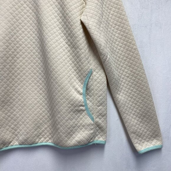 JNY-JONES NEW YORK Quilted Pullover Snap Mock Neck Sweatshirt Women Small Cream - Picture 11 of 16